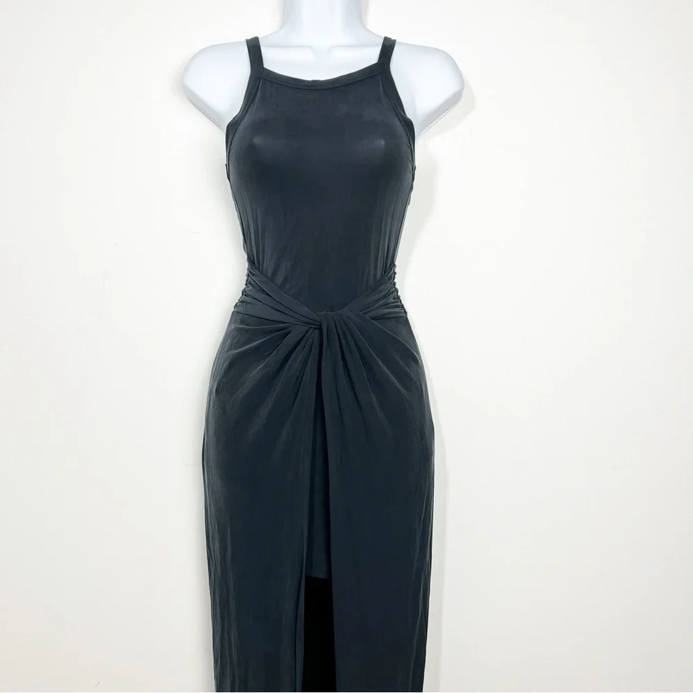 AllSaints Sami Cupro Knot Front Maxi Dress Size 0 in Black New All Saints - Picture 5 of 14